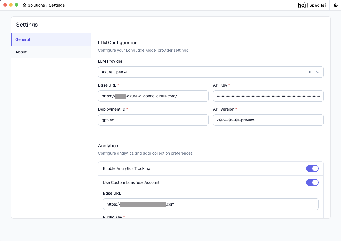 Settings LLM Configuration