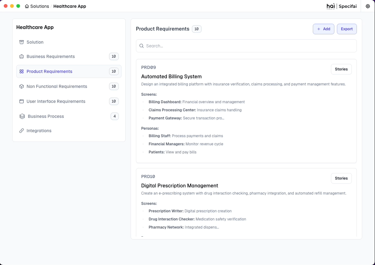User story and task generation